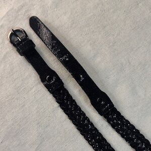 Elegant Black Braided Belt with Black Glitter Look.